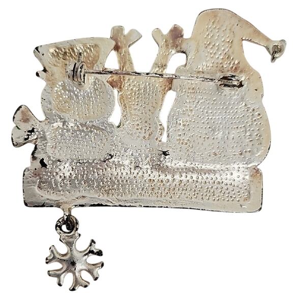 Is It Christmas Yet? Holiday Brooch with Santa, Reindeer, and Snowman Enamel Pin - Picture 2 of 5